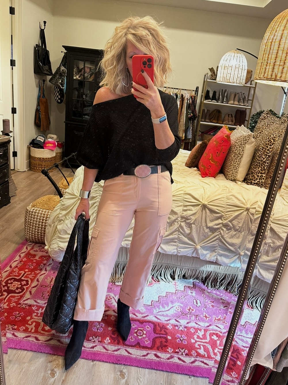 Women’s Cargo Pants in Blush Pink